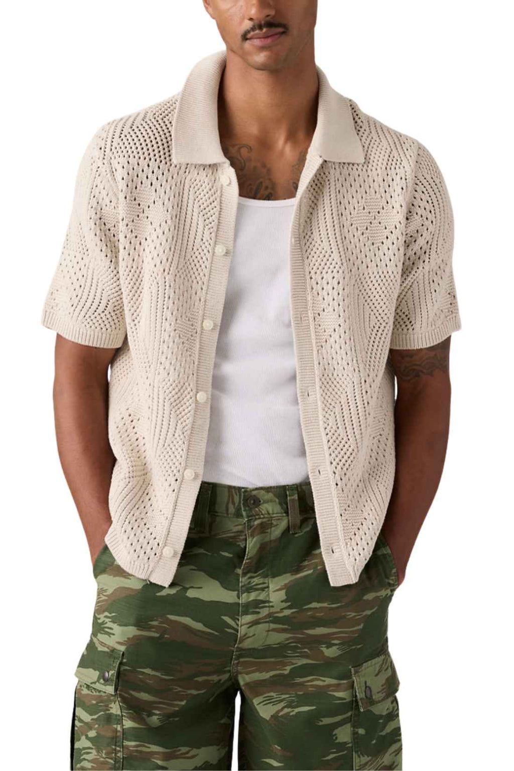 LEVI'S - Men's crochet pointelle shirt-0