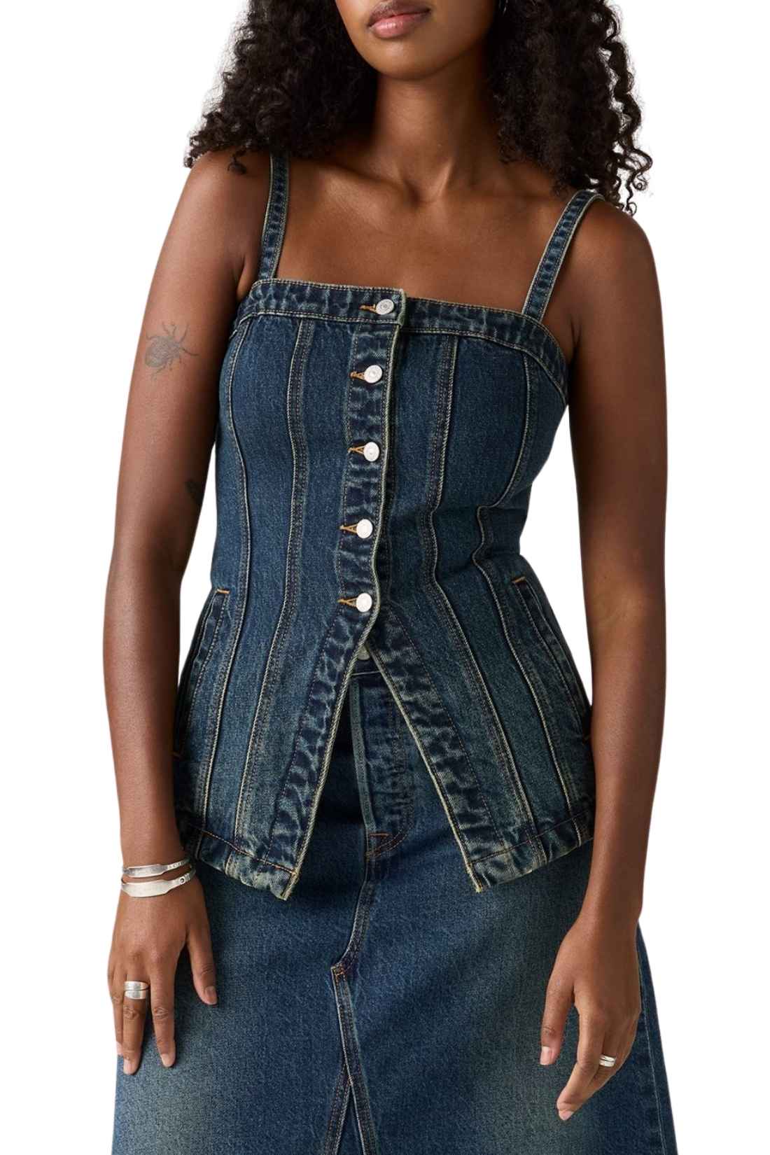 LEVI'S - Top donna a bustier in denim-9