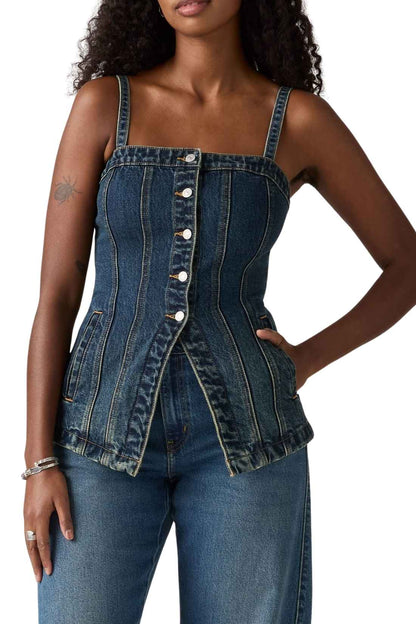 LEVI'S - Top donna a bustier in denim-2