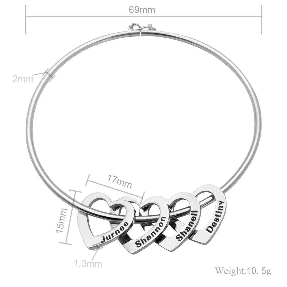 Love Bracelet Peach Heart Name Lettering Titanium Steel Bracelet-7