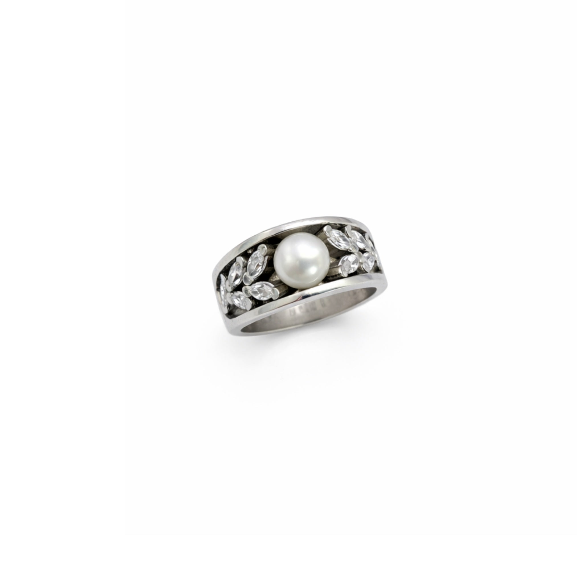 Anello a fascia in Argento con perla centrale – Venere