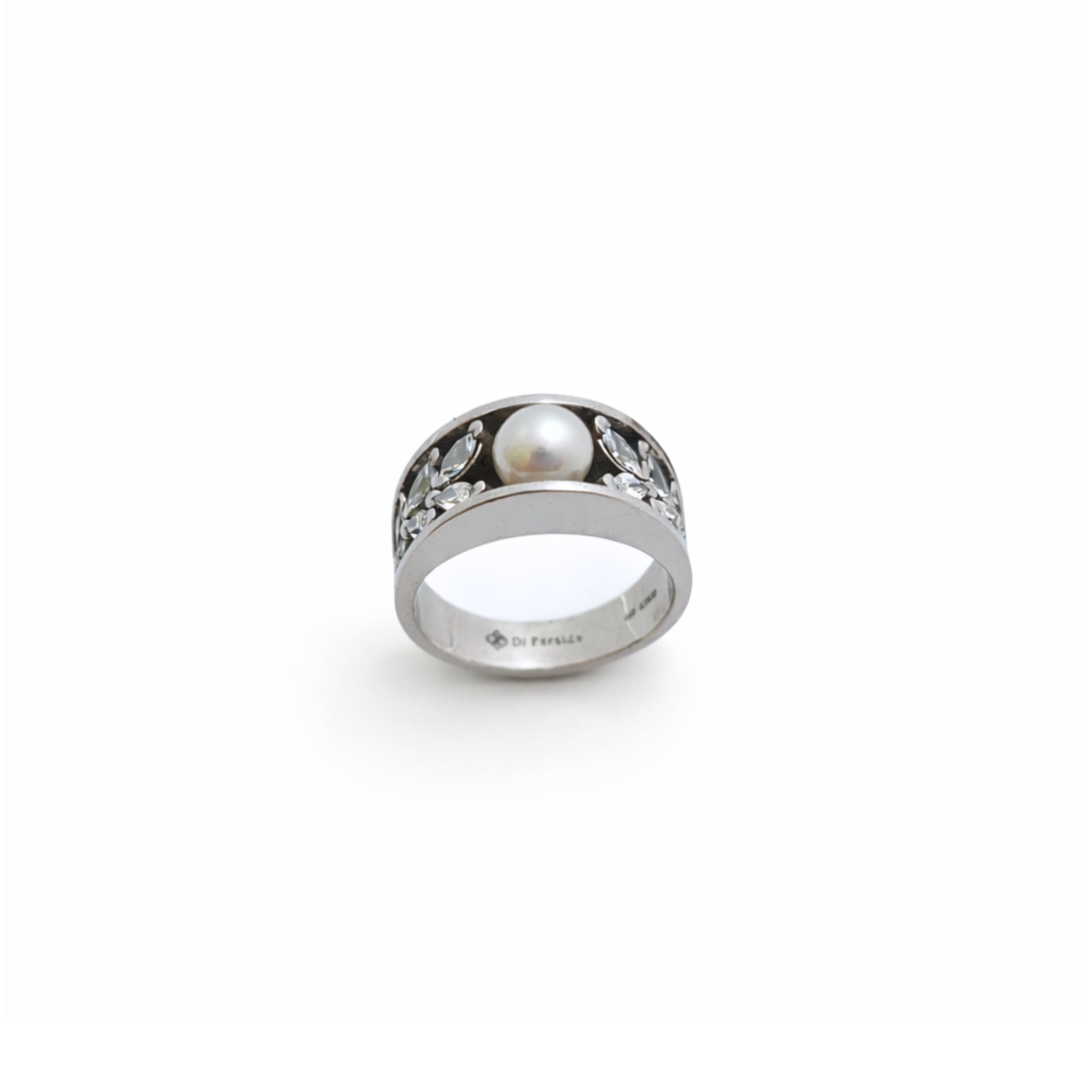 Anello a fascia in Argento con perla centrale – Venere