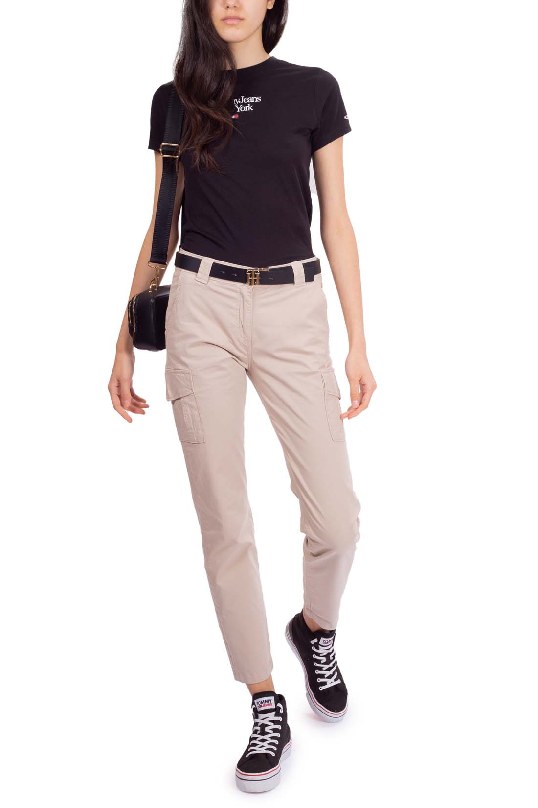 TOMMY JEANS - T-shirt donna corta slim con logo  - Taglia S