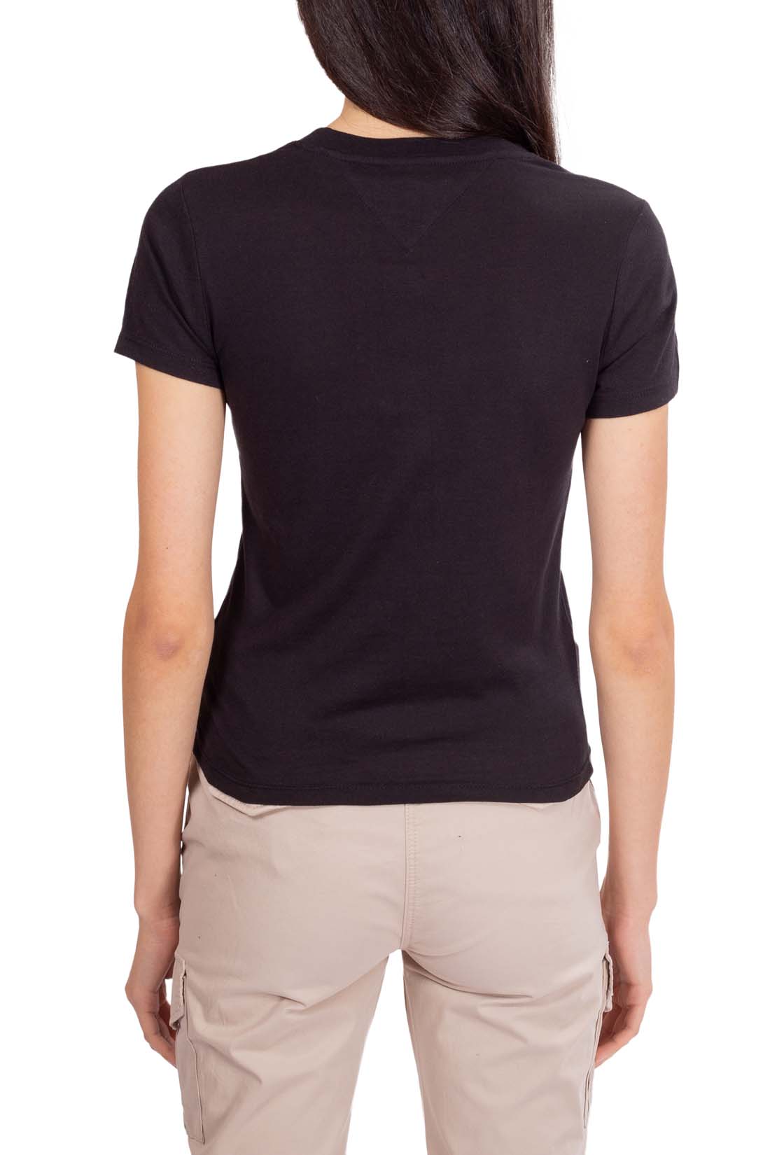 TOMMY JEANS - T-shirt donna corta slim con logo  - Taglia S