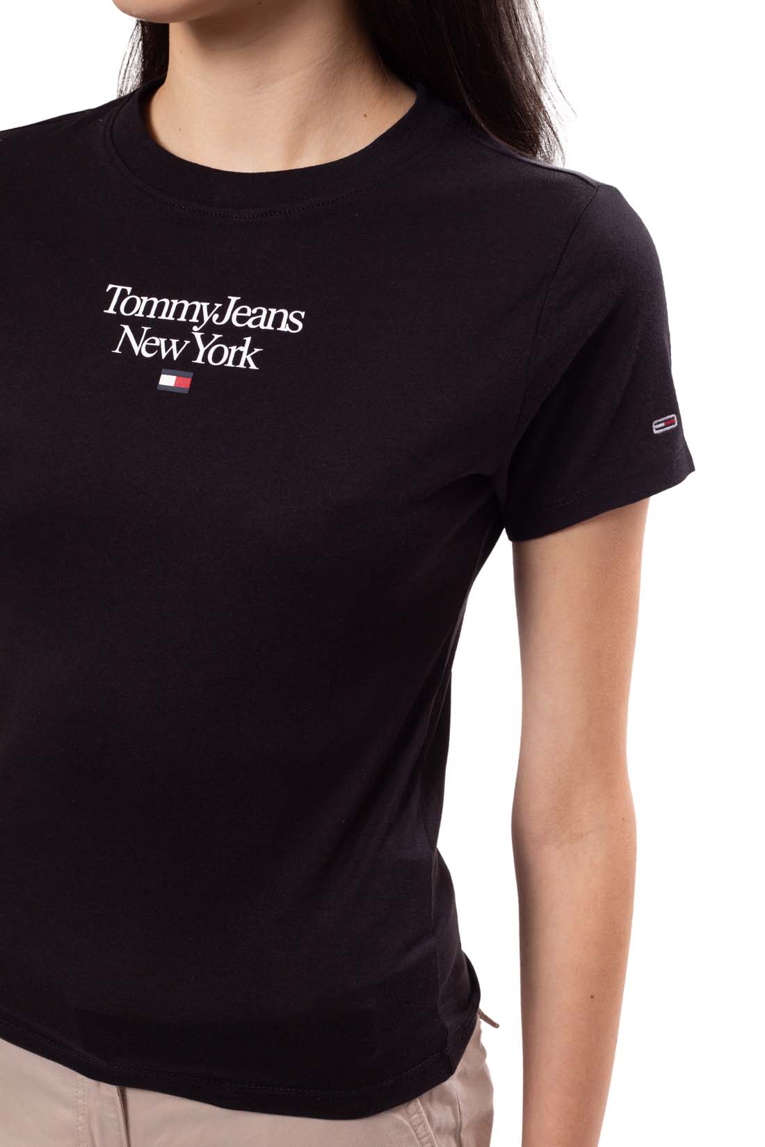 TOMMY JEANS - T-shirt donna corta slim con logo  - Taglia S