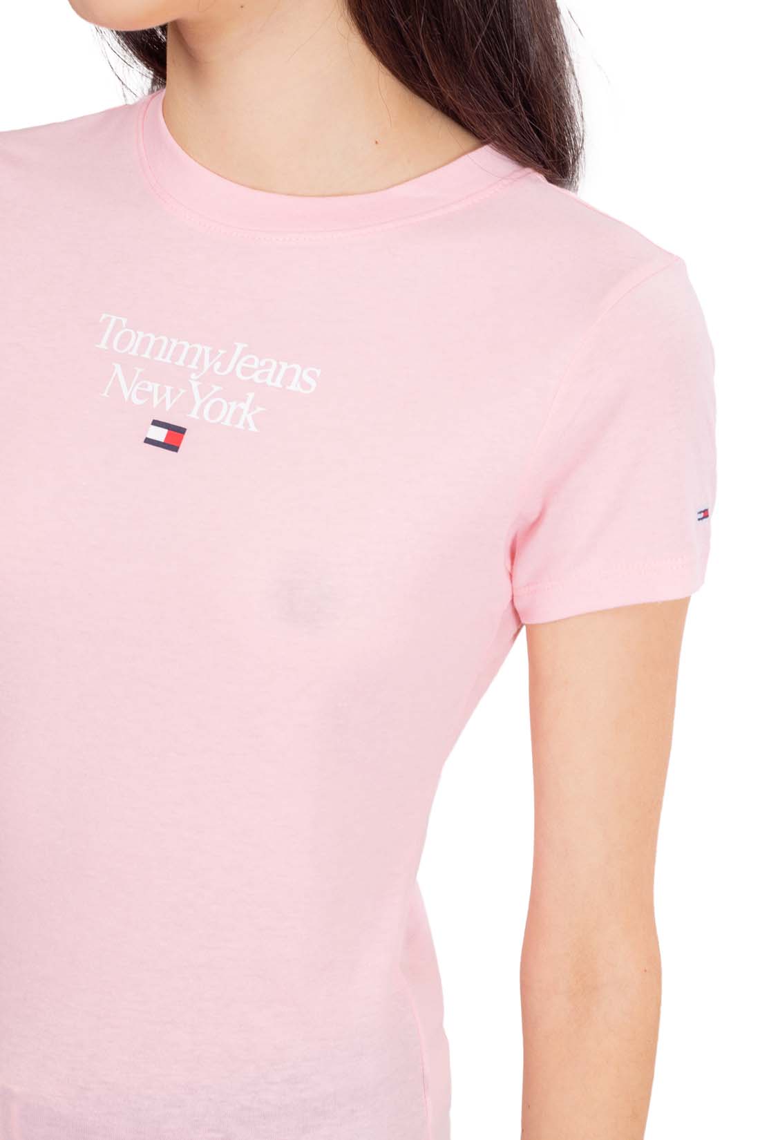 TOMMY JEANS - T-shirt donna corta slim con logo  - Taglia S