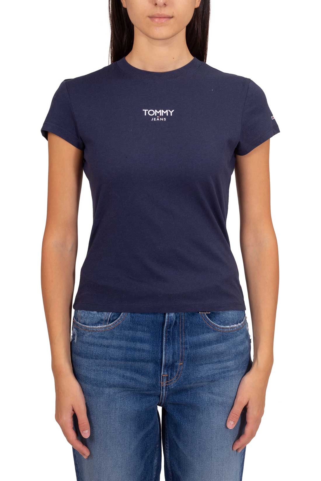 TOMMY JEANS - Women's slim T-shirt with frontal logo  - Size XL-1