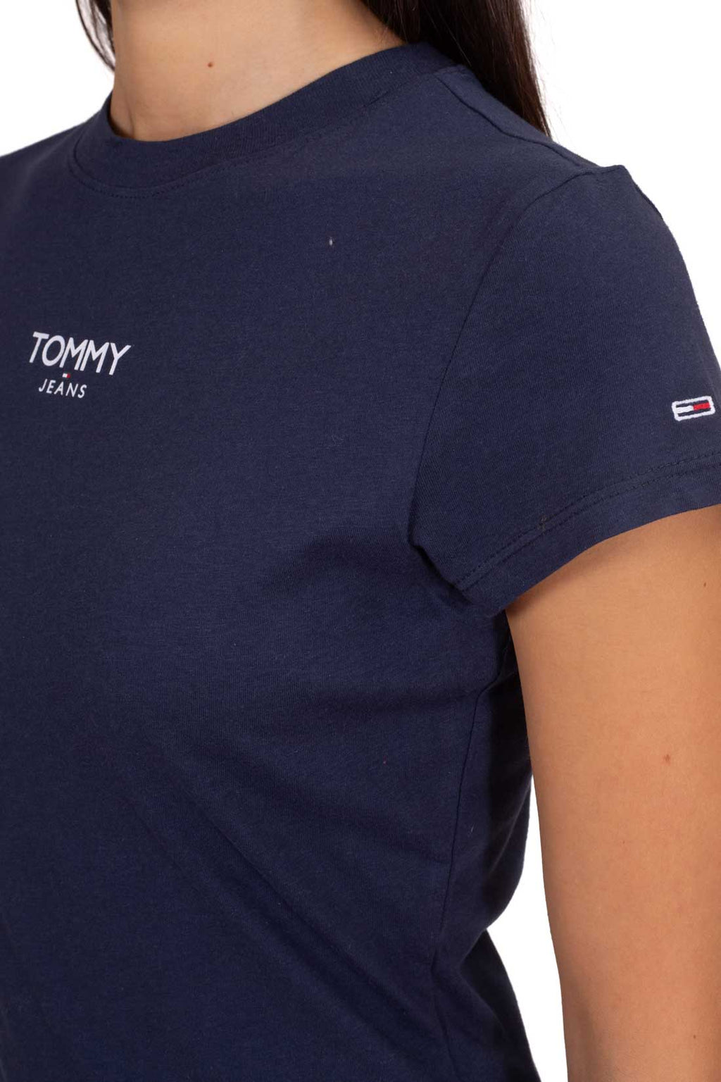 TOMMY JEANS - Women's slim T-shirt with frontal logo  - Size XL-0