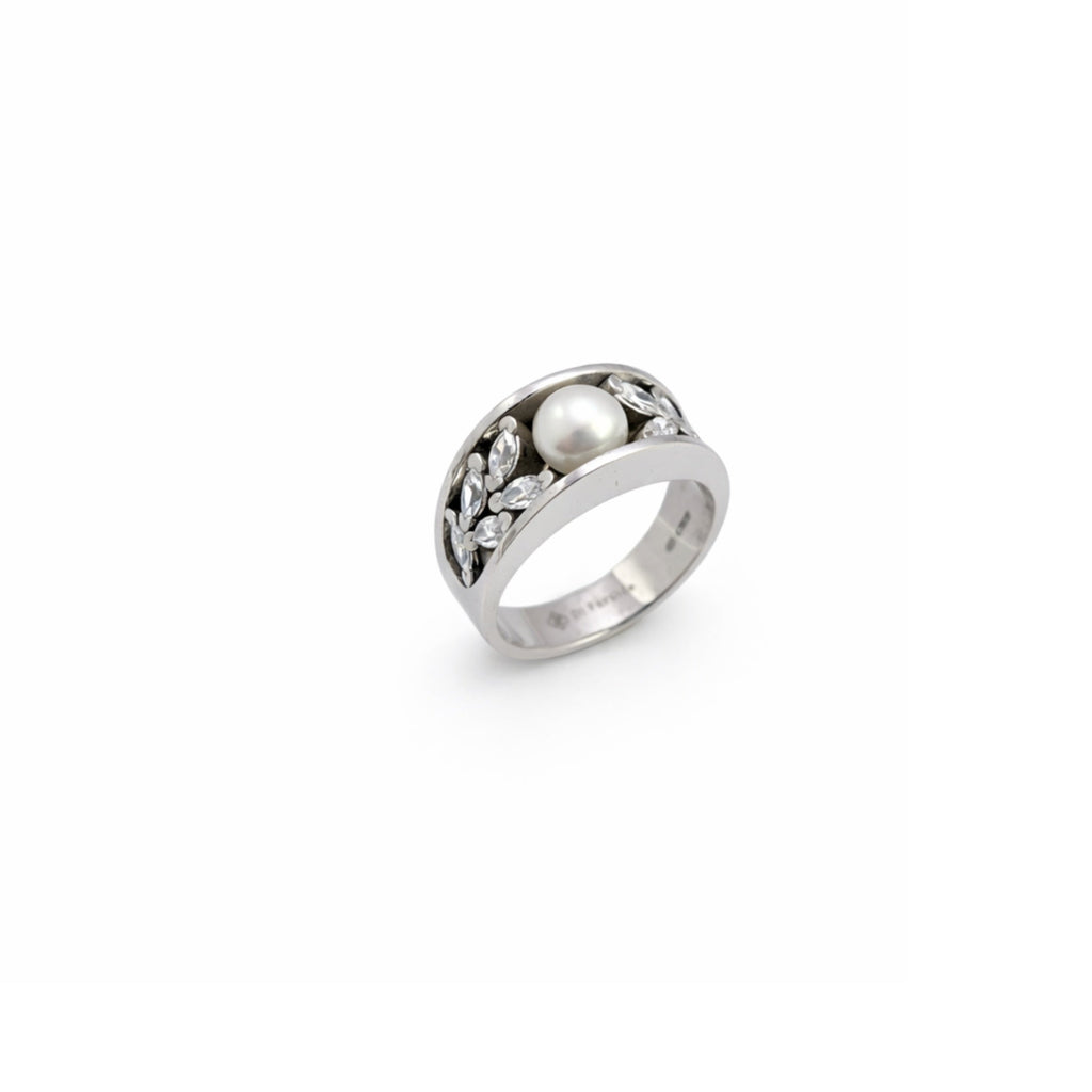 Anello a fascia in Argento con perla centrale – Venere