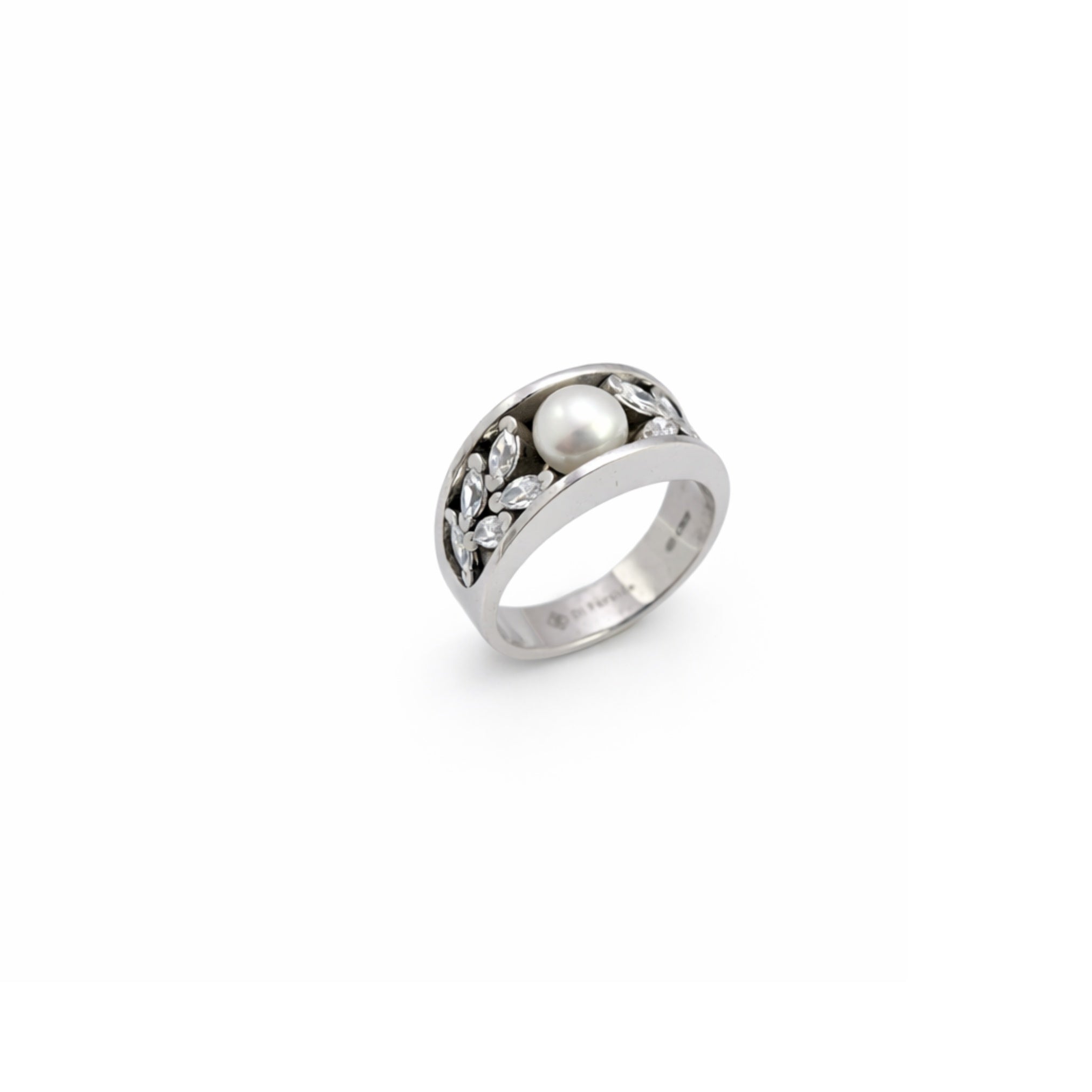 Anello a fascia in Argento con perla centrale – Venere