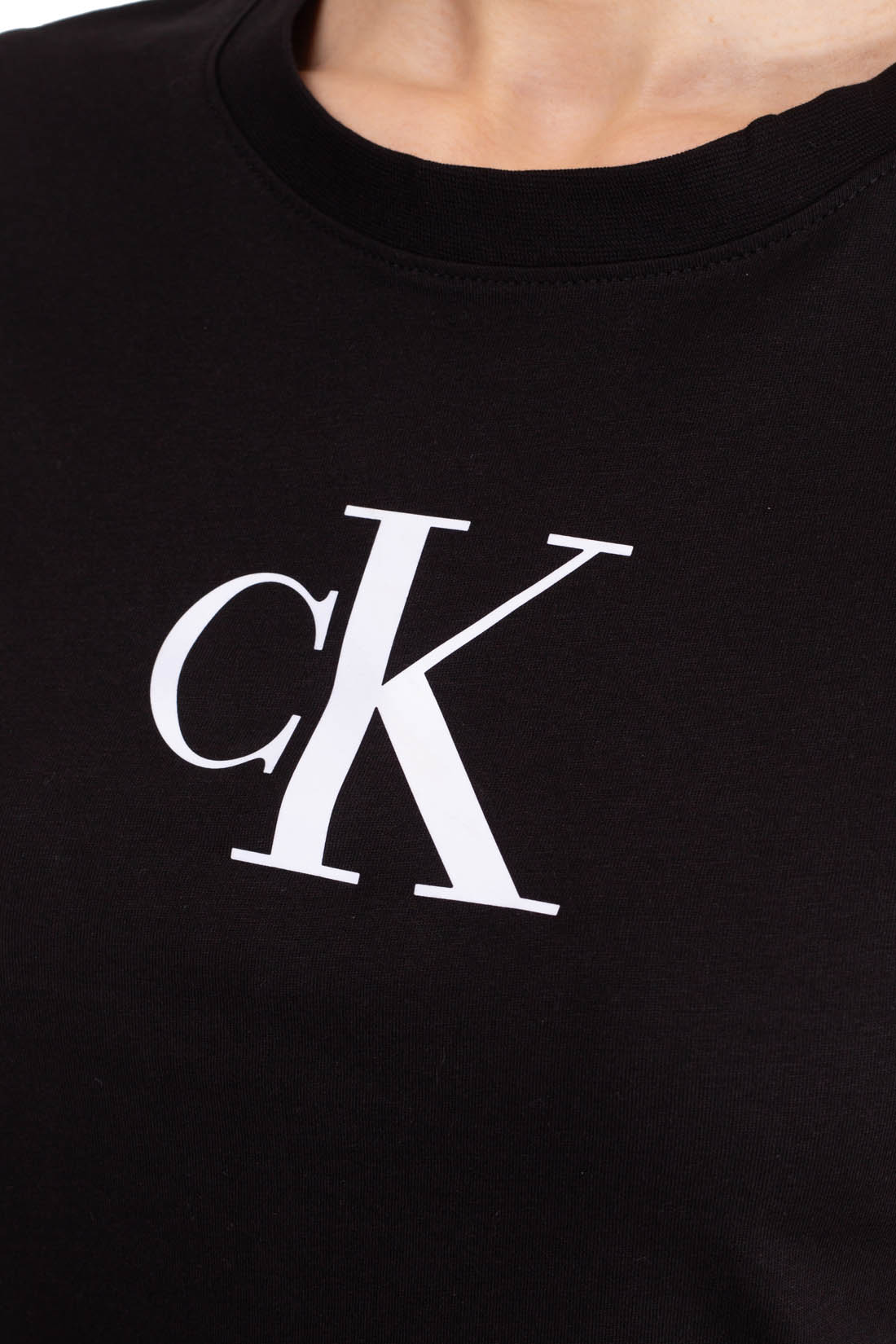 CALVIN KLEIN JEANS - T-shirt donna slim con logo in raso  - Taglia S-0