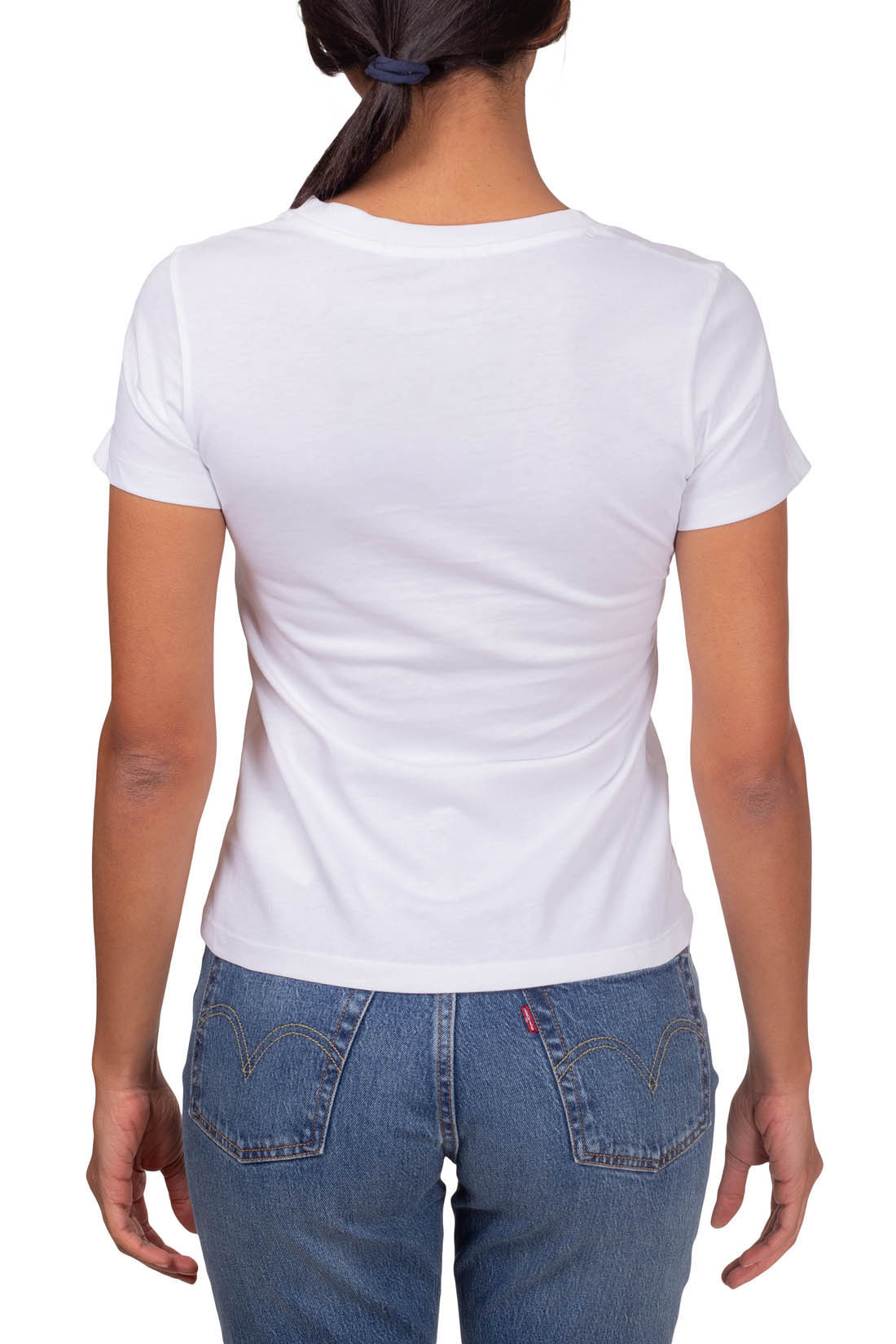 CALVIN KLEIN JEANS - T-shirt donna slim con logo in raso  - Taglia S-6