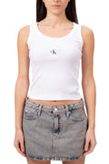 CALVIN KLEIN JEANS - Canotta donna a costine con patch logo  - Taglia XL-1