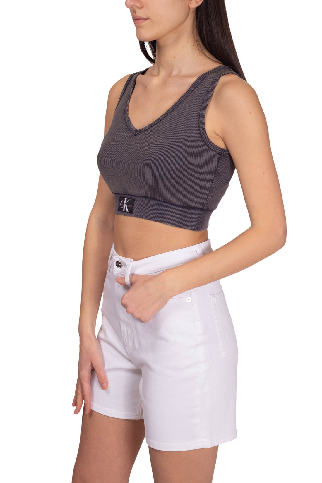CALVIN KLEIN JEANS - Top corto donna a costine-11