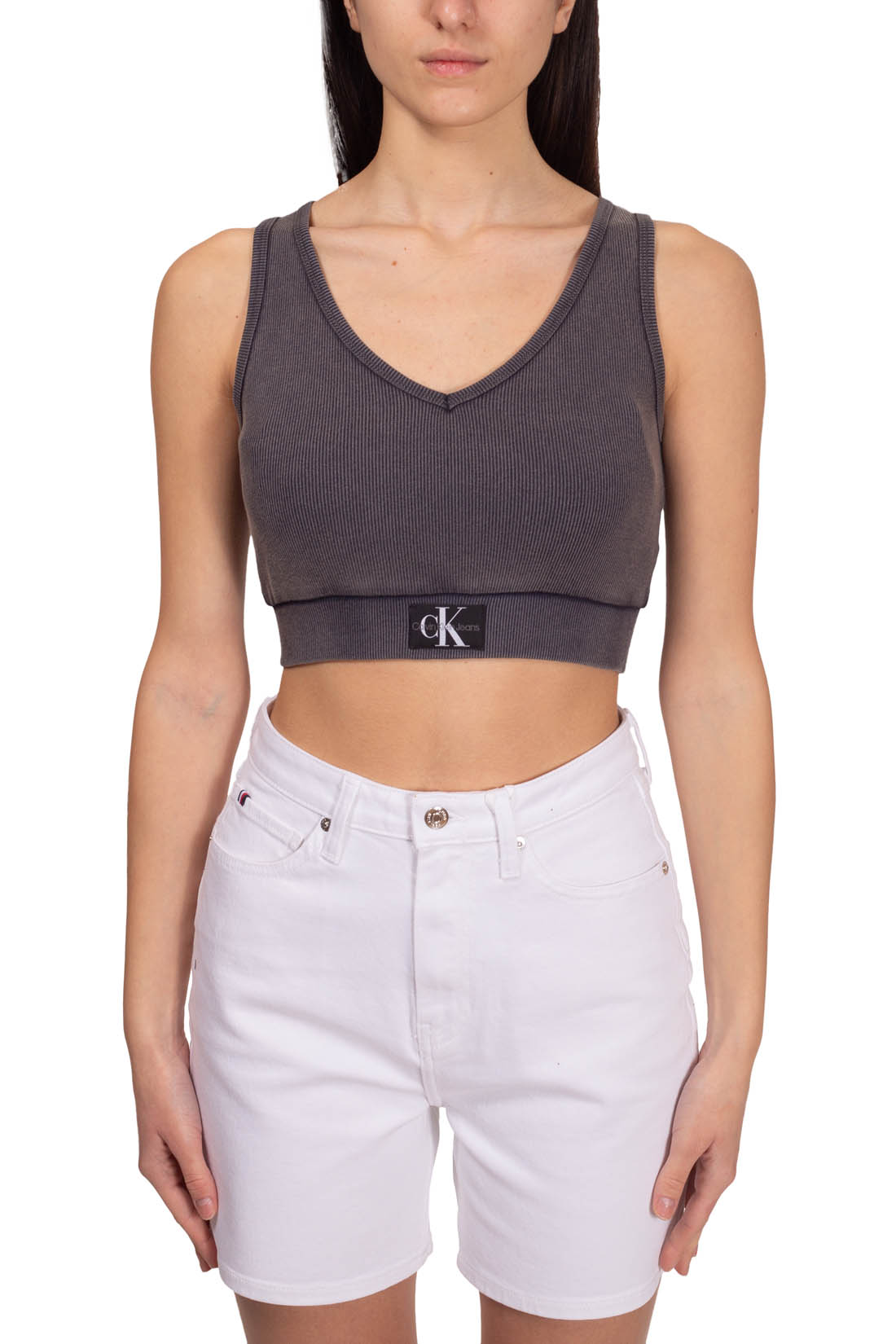 CALVIN KLEIN JEANS - Top corto donna a costine-17