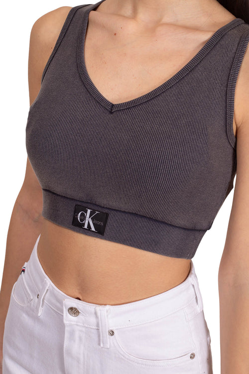 CALVIN KLEIN JEANS - Top corto donna a costine-0