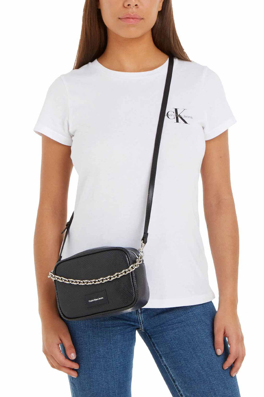 CALVIN KLEIN JEANS - Borsa a tracolla donna snake con catena-8