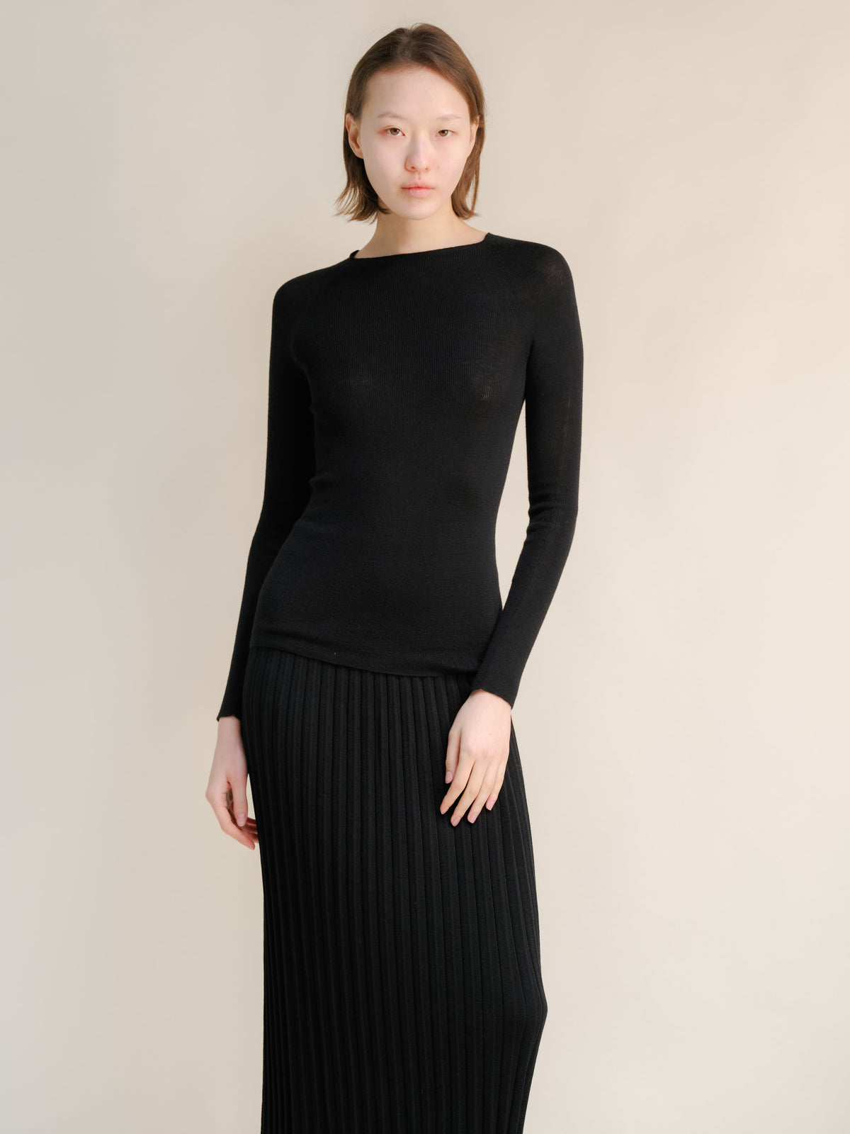 Extra Fine Merino Ribbed Crewneck (3D-Knit)