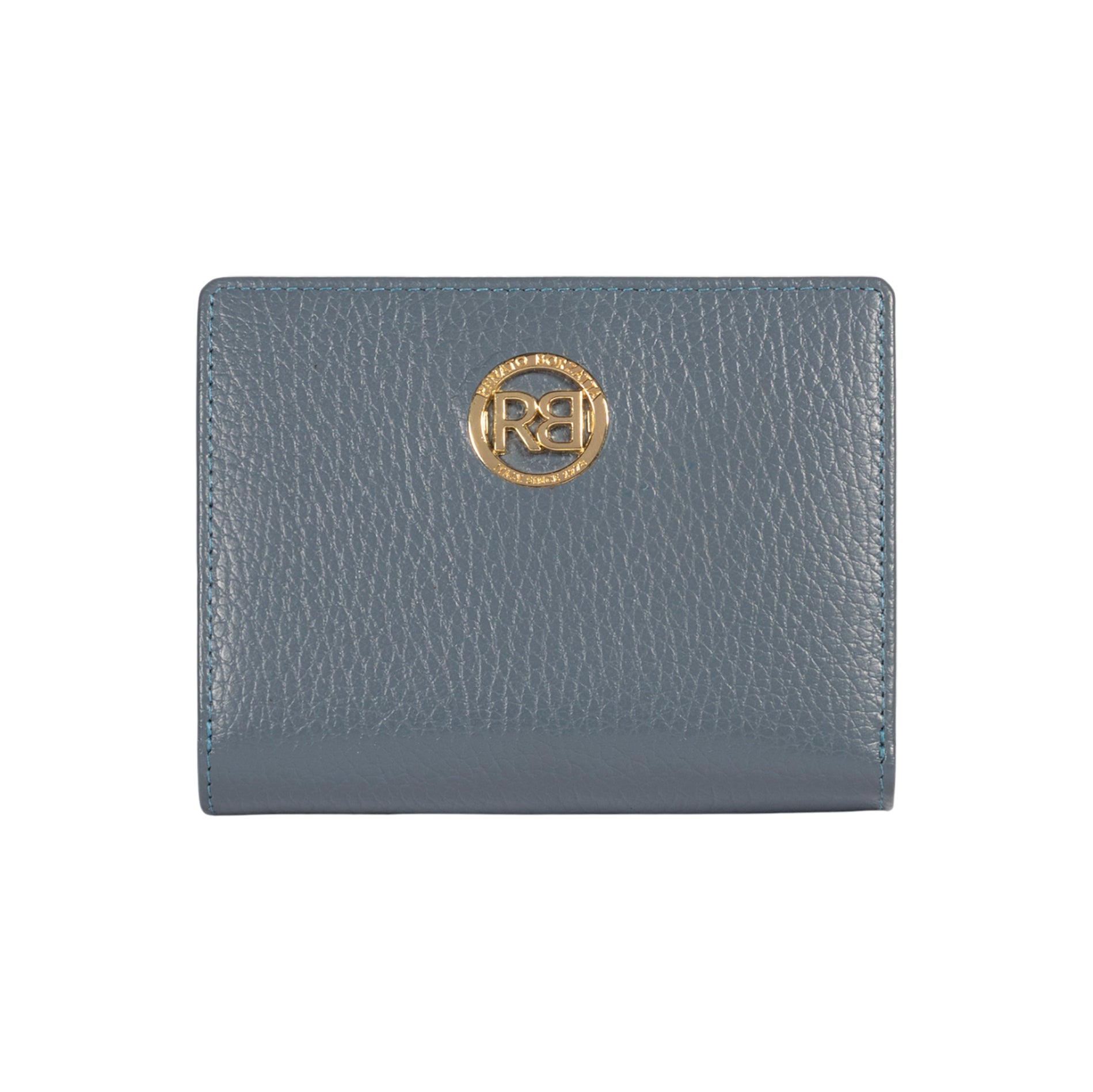 RB1080GP | Portafogli Donna Made in Italy in Vera Pelle grana Dollaro. Colore Avio. Dimensioni (da chiuso): cm 13 x 9 x 2,5