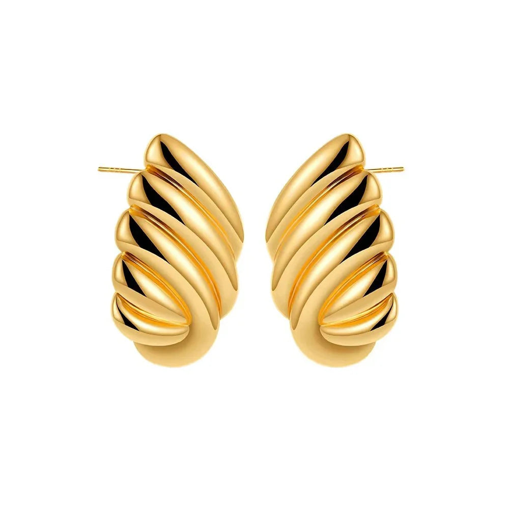 Trendy Stainless Steel Multilayer Circle Twist Knot Earrings for Women Texture Mixed Color Gold Plated Statement Earring Bijoux