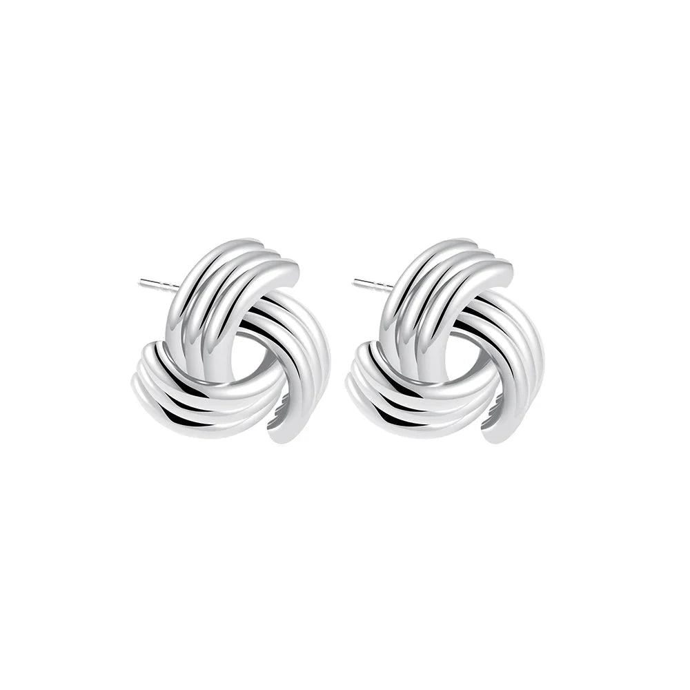 Trendy Stainless Steel Multilayer Circle Twist Knot Earrings for Women Texture Mixed Color Gold Plated Statement Earring Bijoux