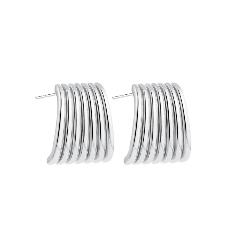 Trendy Stainless Steel Multilayer Circle Twist Knot Earrings for Women Texture Mixed Color Gold Plated Statement Earring Bijoux
