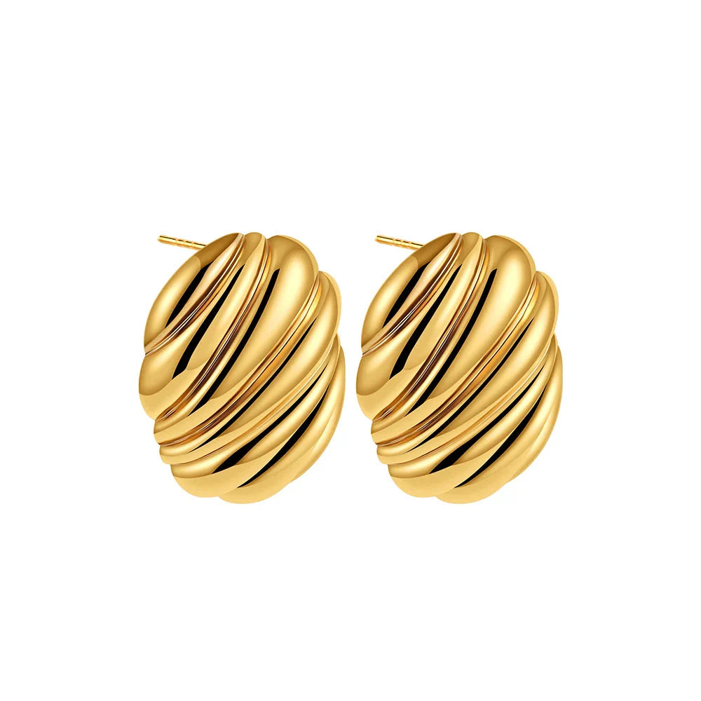 Trendy Stainless Steel Multilayer Circle Twist Knot Earrings for Women Texture Mixed Color Gold Plated Statement Earring Bijoux