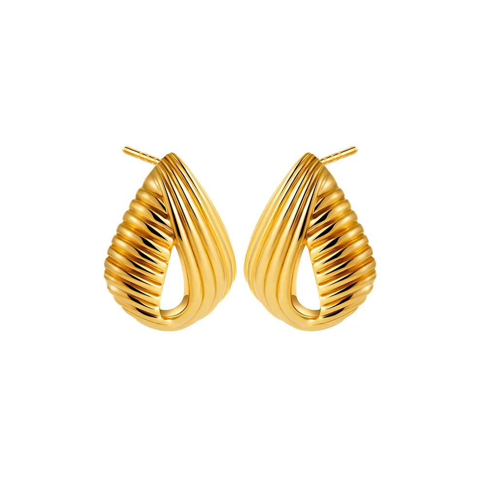 Trendy Stainless Steel Multilayer Circle Twist Knot Earrings for Women Texture Mixed Color Gold Plated Statement Earring Bijoux