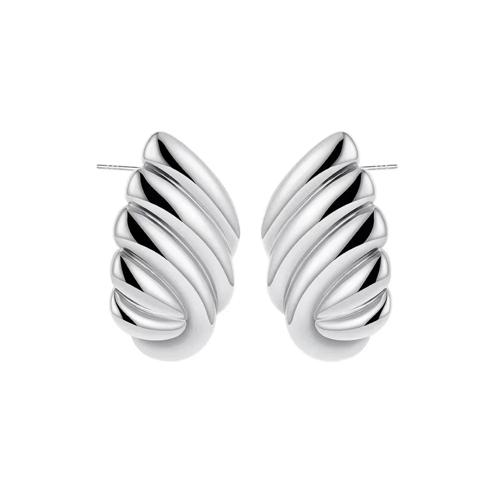 Trendy Stainless Steel Multilayer Circle Twist Knot Earrings for Women Texture Mixed Color Gold Plated Statement Earring Bijoux
