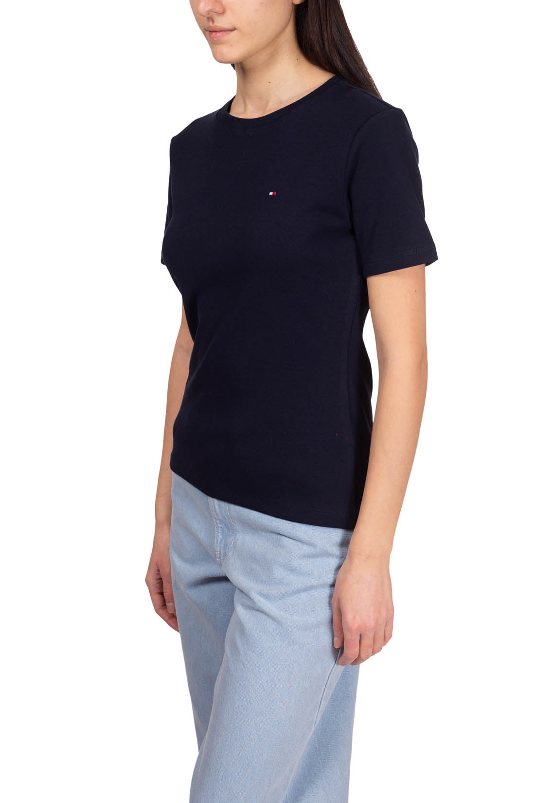 TOMMY HILFIGER - T-shirt donna slim con logo  - Taglia XL-3