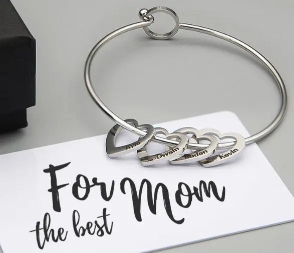 Love Bracelet Peach Heart Name Lettering Titanium Steel Bracelet-3
